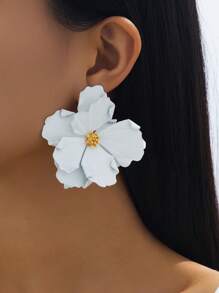 2 件复古法国山茶花花卉 3D 釉面耳环，夸张奢华设计，优雅气质，适合女性日常佩戴