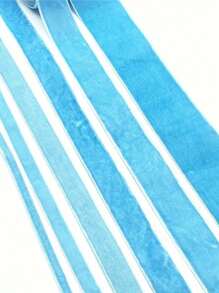 6-40毫米天蓝色丝绒流苏 - 单面涤纶礼盒包装流苏，适用于圣诞节、珠宝展示、DIY工艺品和派对装饰 - 耐用，无需缝纫，光泽优雅，情人节装饰丝绒丝带 - 天藍色74# - 查看 3