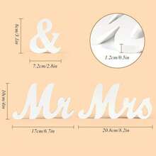 1 Bộ chữ trang trí bằng gỗ, "MR&MRS", dùng để bàn, làm logo, bảng trang trí, trang trí tiệc cưới, trang trí nhà cửa, phụ kiện chụp ảnh cưới, bảng trang trí bàn cưới, phụ kiện cưới ngoài trời. - trắng - Xem 2