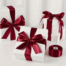 1 Roll 25 Yards Polyester Satin Ribbon, Christmas Gift Box, Candy Box, Cake Box, Flower Decoration Ribbon, DIY Crafts