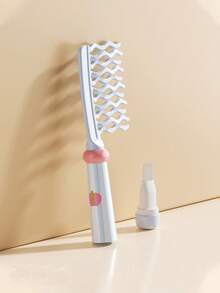 双排波浪齿宽齿卷发梳，内置清洁刷，加长手柄头皮按摩梳，蓬松梳，防静电卷发造型梳，适用于美发沙龙 - 彩色 - 查看 11