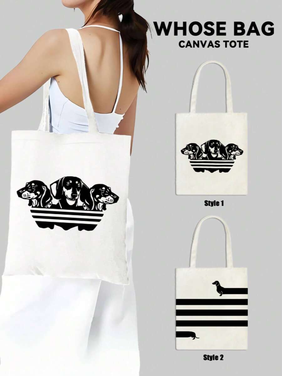 Dachshund Dog/HOT DOG Graffiti Dog, And Fashionable Support Tote Bag,Handbag, Reusable Shopping Bags, Foldable Large Capacity Casual Grocery Bags,Tote Bag