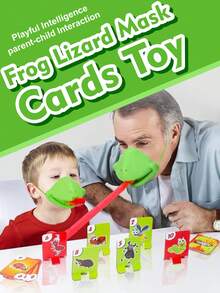 1 Set Frog Tongue Toy, Supports 2-4 Player Interaction, Includes Frog Mouth Lizard Mask, Greedy Chameleon Musical Instrument Creative Props, Wedding Blow Card Board Game, Wedding Toys And Annual Party Interactive Props, Team Building And Expansion Activity Supplies, Fun Masks. - Multicolor - View 2