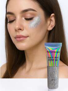 Glitter Gel Eyeshadow Mermaid Makeup Eyes Body, Carnival, Parties, Halloween - 銀色 - 查看 2