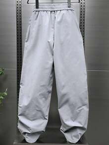 Whitmere Men's Multi-Pocket Casual Straight Leg Pants With Drawstring And Adjustable Waist, Street Style Fashion Forward - Light Grey - View 5