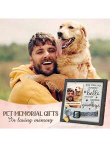 1pc Wooden Pet Memorial Photo Frame, Can Hold Collar, Pet Memorial Display Stand, Wooden Pet Photo Frame, Creative Pet Memorial Plaque (Collar Not Included)