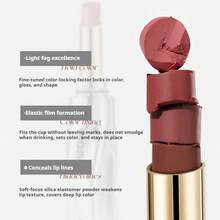 NOVO Lápiz labial con acabado satinado, a prueba de agua, sudor y transferencia que no mancha las tazas. Proporciona un color rico, ilumina el cutis sin sentirse pesado. Adecuado para uso diario, fiestas, ir al trabajo, estudiantes y looks sin maquillaje.