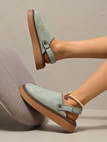 Women's Spring New Round Toe Thick Sole Comfortable Slip-On Casual Fashion Mules - Green - View 6