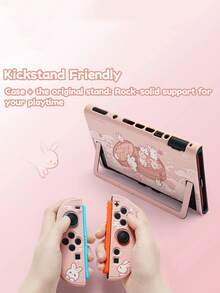 GeekShare Cute Rabbit Design Ultra-Thin PC Protective Case For Nintendo Switch 2 Console - Steamed Bun Rabbit - View 4