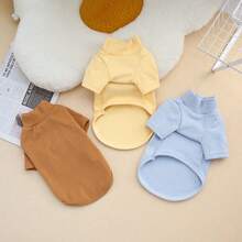 Pet Solid Color Warm Pullover Base Layer, Simple & Versatile Double-Sided Fleece Thickened High Neck Sweatshirt, Autumn/Winter