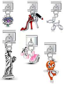 独具匠心的DIY创意配饰，意大利手工模块化手链，包含飞机、邪眼、口红等多种造型，以及精致小巧的装饰配件，适合休闲装扮和派对场合佩戴。这款多功能独特设计的手链是精致可爱、个性化定制的手工模块化手链的理想之选，男女皆宜。 - 鋼色 - 查看 7