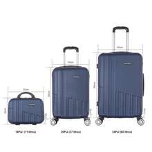 Set Of 3 Travel Suitcases: Lightweight ABS Shell, Number Lock, 4 360° Spinner Wheels, Aluminum Telescopic Handle. Trolley Suitcase Set, Cabin Luggage, Hand Luggage 2688. - 2688-LILA AZULADO - 查看 3