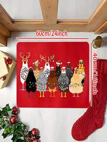 1/2 tấm thảm cửa ra vào họa tiết gà Giáng sinh, thảm phòng tắm hình động vật trang trại vui nhộn, thảm sàn nhà bếp, thích hợp cho trang trí ngày lễ nhà bếp/phòng khách/phòng tắm/sảnh chờ và phòng khách, quà tặng cho những người đam mê trang trại - Nhiều màu - Xem 5
