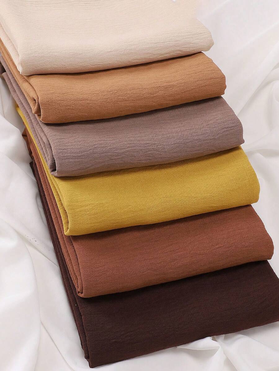 1pc Women Solid Color Crinkled Everyday Hijab, Opaque Headscarf For Dress