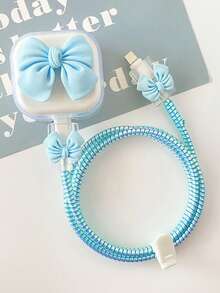 5pcs UK Plug Apple 20W Charger Protective Case Set, Compatible With Apple Foldable 3-Pin Charger Head, 15/16 Data Cable Nan Charger Protector Charger Case Phone Accessories