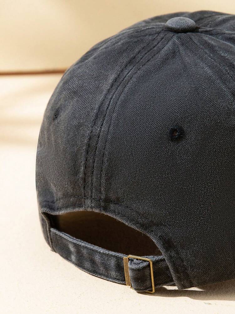 1 pieza Gorra de béisbol ajustable con etiqueta de tela gris claro, para uso al aire libre, verano, playa, vacaciones, festivales, viajes - negro + gris - Añade 2