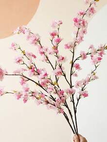 1 件，人造樱花，42.51 英寸，带 4 个分支，塑料人造植物，绿色人造植物，由不褪色的涤纶面料制成，现代简约风格 - 适用于家居装饰、花瓶、婚礼、派对、客厅、卧室、DIY 墙壁、办公桌填充。 - 多色 - 查看 10