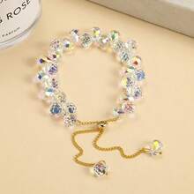 Fashion Colorful Imitation Crystal Bracelet For Women Girls Exquisite Sparkling Stone Beads Rope Chain Strand Bracelets Jewelry - Pink - View 4