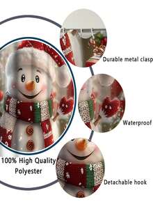 1/4 Piece Snowman Shower Curtain Set - White And Red, With Bathroom Mat And Hooks - Suitable For Christmas Bathroom Decor - Adds Holiday Atmosphere To Your Bathroom - Brings Festive Vibe To Your Shower Area