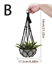 1 pieza Cesta colgante de maceta tejida a mano, decoración del hogar sencilla para el balcón, adecuada para colocar plantas en macetas, evita que las mascotas dañen, cesta colgante de maceta para el hogar, decoración del balcón del hotel, red de maceta colgante del restaurante - Multicolor - Ver 7