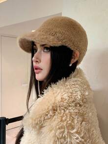 1 件女士蓬松棒球帽，宽边保暖渔夫帽，百搭休闲装，适合户外和日常使用，秋冬