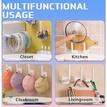 4/8pcs Wall Mount Cap Rack, Plastic Baseball Hat Holder, Multi-Purpose Hat Organizer, Strong Adhesive Storage Hook, Hat Storage Hooks, Hooks For Hat Wall Organizer, White - 白色 - 查看 9