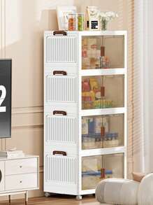 3layer  Plastic Storage Bins With Lid, Stackable Storage Containers With Wheels, Folding Storage Boxes, Stackable Storage Bins, Closet Organizers And Storage For Living Room,Office,Dorm - White - View 6