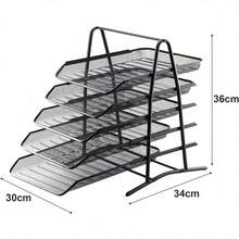 Shoze Mesh Desk Organiser 5 Tier Letter Tray Stackable Mesh File Holder Office A4 Filing Desktop Document Storage For Home Office (Black) - 5 Tiers (36x30x34cm) - View 5