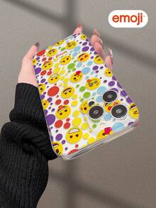 Emoji 1 Stück farbenfrohe lächelnde Gesichts-Muster Handyhülle, modischer minimalistischer transparenter Handycover mit vollständigem Linsenschutz, kompatibel mit iPhone 16/15/14/13/12/11 Pro Max/X/XS/XS MAX/7/8/PLUS und Serie, tolles Geschenk für Kollegen, Freunde, Familie, Paare, Geburtstage, Feiertage