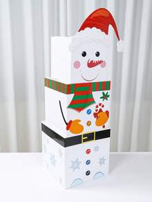 3 件套圣诞堆叠礼盒套装，圣诞场景可堆叠礼盒，带有圣诞老人、雪人、姜饼人、雪人、麋鹿、精灵图案，充满活力的冬季装饰，圣诞派对装饰，圣诞树装饰用品，家居圣诞饰品，圣诞装饰，装饰，冬季装饰，圣诞派对礼品， - 彩色 - 查看 8