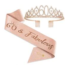 "Talk Thirty To Me" Sash & Rhinestone Tiara Set - 30th Birthday Gifts Rose Gold Glitter Birthday Sash For Women Birthday Party Favors