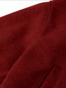 这款复古优雅的女士夹克采用欧美风格和宽松版型法式设计，时尚休闲，是一款百搭的女士长袖单排扣羊毛短外套 - 紅色 - 查看 6