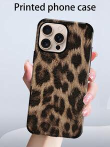 1 pezzo Custodia per telefono in pelle PU morbida con stampa leopardata, anti-caduta e anti-urto, con design amplificatore audio, compatibile con 17 Pro Max/16 Pro Max/16 Plus/13 Pro Max/14 Pro Max 13 14 11 12 Pro 11/15 Pro, Galaxy S24 Ultra, regalo per le vacanze
