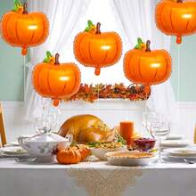 1/3/5pcs Small Flower Pumpkin Foil Balloons, Suitable For Thanksgiving Decor, Harvest Festival Party, Pumpkin Theme Party, Halloween, Autumn Thanksgiving Happy Party, Christening, Autumn Birthday, Wedding