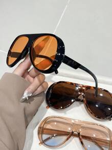 1-4pcs Plastic Geometric Minimalist Stylish Fashion Glasses, New Fashion Eyewear For Women, Suitable For Camping, Daily Life, Beach Party, Street Photography, Holiday Outfit, Festival Gift, Weekend Attire, Party Accessory - Multicolor - View 2