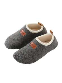 Dép giữ ấm chân đế cao su mềm Unisex, thích hợp cho cả đi trong nhà và ngoài trời - Xám - Xem 6