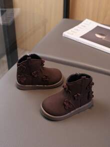 1双儿童靴，女童秋冬踝靴，新款中小童靴，公主筒靴，婴儿鞋 - 棕色 - 查看 3