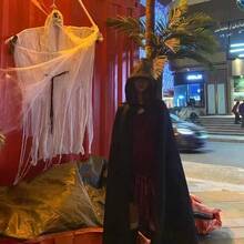 万圣节缎面连帽斗篷，死神吸血鬼斗篷服装，黑色长袍 - 彩色 - 查看 6