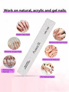 3Pcs/5Pcs/10Pcs Diamond Nail Files, Durable Double-Sided Manicure Files, Rectangular Nail Care Tools - Light Grey - View 5