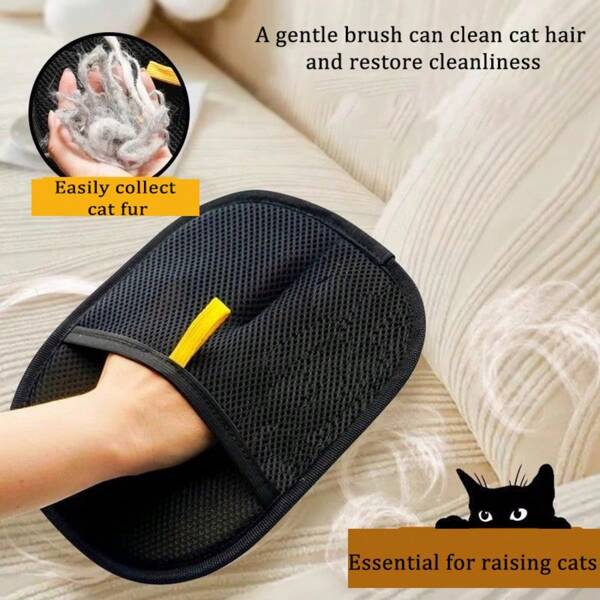 1 pièce/2 pièces Gants réutilisables pour enlever les poils d'animaux de compagnie, brosse à charpie, rouleau anti-peluches, collecte des poils d'animaux, anti-rayures, fournitures de toilettage pour animaux de compagnie, gants de toilettage pour chats et chiens (1 pièce, 2 pièces)