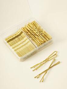 100个发夹套装，带收纳盒，金属发夹，女士发饰，法式U型夹和普通夹子，收纳盒（黑色/棕色/金色/银色），爪夹，美发造型套装，礼品，夏季，假日，旅行，头部饰品 - 100組合套裝 - 查看 4