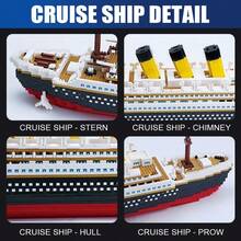 Luxury Cruise Ship Building Blocks (Various Difficulty Levels), Paris Eiffel Tower + Large Cruise Ship Romantic Combination, Unsinkable Ship, Ship Building Blocks, Particle Assembly, 3D Assembly Model, Office Decoration, Home Decor, New Year Gift, Valentine's Day Gift, Ideal Holiday Gift, Christmas Gift, Holiday Gift, Birthday Gift - Multicolor - View 5