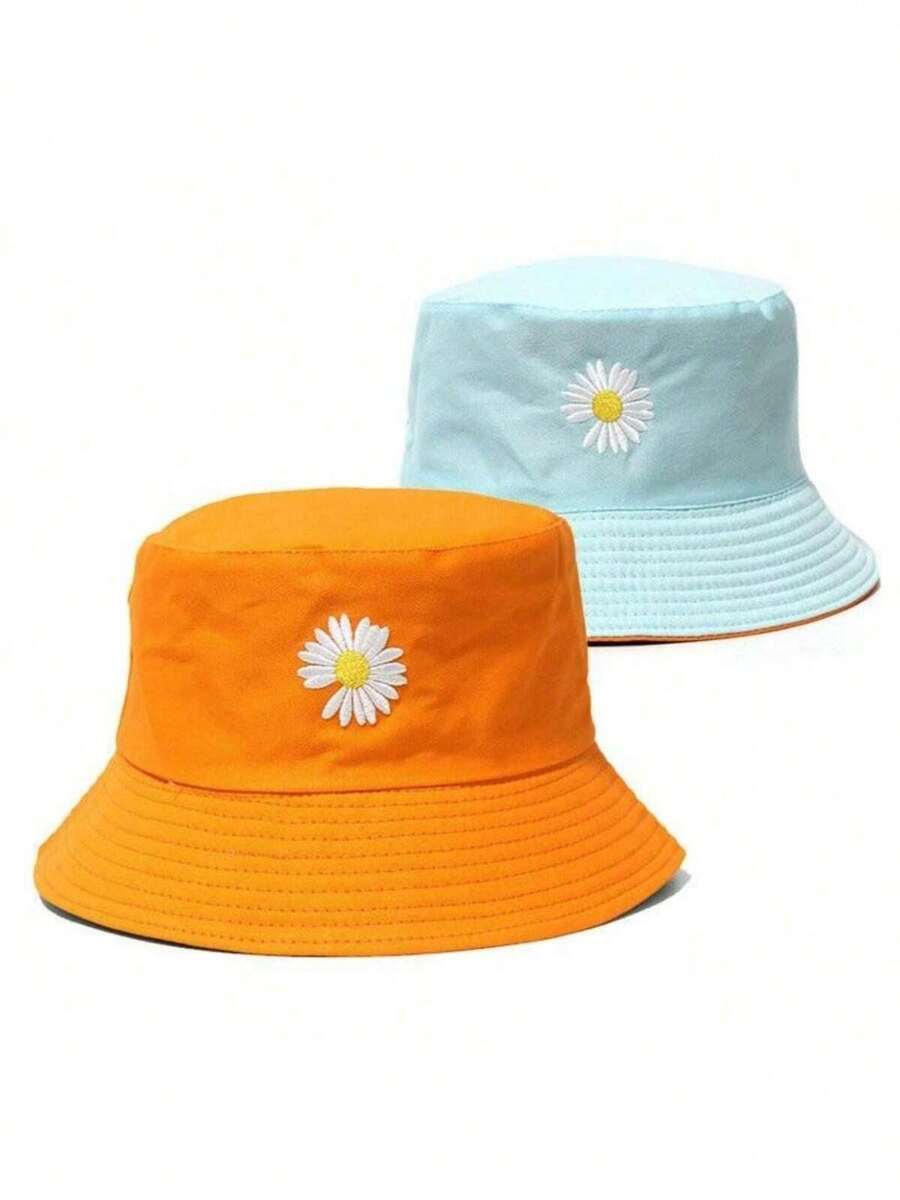 Women's Casual Bucket Hat Perfect Gift For Friends For Daily Wear - 藍色/珊瑚色 - 查看 1