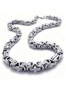 1pc Fashion Hiphop Stainless Steel Necklace, Titanium Steel King Chain Necklace For Men - Silver - View 6