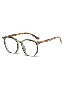 2025 Spring New Oval Frame Rivet Eyeglasses Frame, Fashion Commuter No-Makeup Face Versatile Leopard Print Cute PC (Polycarbonate) Clear Lens - Multicolor - View 5