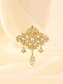 1pc Moroccan Style Brooch For Women, French Luxury Noble Design, Colorful Crystal Embellished, Suitable For Wedding, Festival, Party, Women's Gift