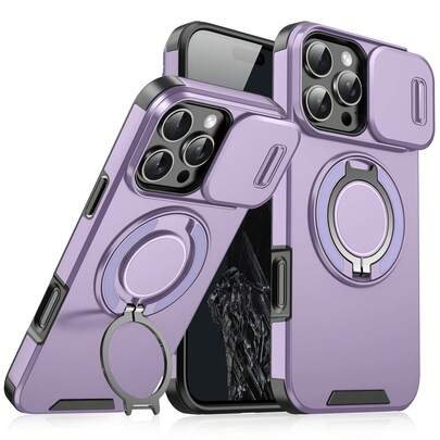 For IPhone 17 Pro Max 16E 16 15 14 13 12 11 Pro Max Case Shockproof Armor Slide Magnetic Casing For Iphone 16promax 16pro 16Plus 17Pro 17Air 13Promax Ring Back Cover