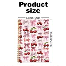 DANPERJI 1本可爱樱桃结笔记本 - 迷人红色，大学标准行距，尺寸5.5英寸×8.3英寸，适合工作、学习、送给女性的礼物，A5尺寸 - 紅色 粉紅色 - 查看 2