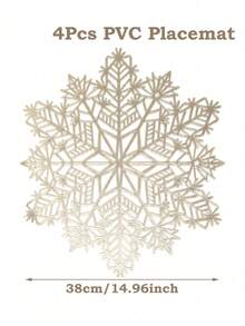 1pc Christmas Placemat, Gold Snowflake Shaped Pvc Placemat, Christmas Table Mats, Dinner Mat, Washable, Easy Clean, Wipe-Clean, Non-Slip, Heat-Resistant, Christmas Decorations For Home, Dining Table Decor, Merry Christmas Party Decoration Supplies, Home Decor, Room Decor, Christmas Kitchen Decor, Christmas Gifts, Xmas Party Decor, Christmas Decor, Birthdays, Weddings, 2026 New Year Decor