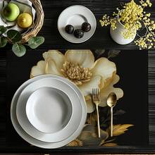 Set de 1/4/10 buc. alergător de masă cu model floral platinat și șervețele, alergători din material textil pentru decorul mesei de sărbători, decor pentru casă, cadouri, set de alergători de masă și șervețele potrivite pentru sărbători în interior și în exterior, petreceri sezoniere, decor pentru masa de bucătărie și sufragerie, decorare pentru masa de petrecere, alergători de masă pentru camera de acasă